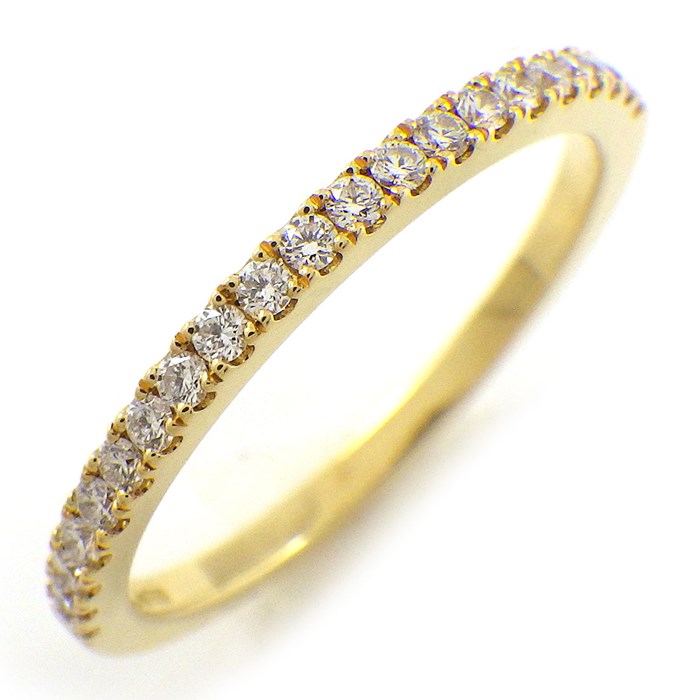 アーカー AHKAH リング ティナ VC0208010200 幅1.5mmモデル ハーフ エタニティ ダイヤモンド 計0.16ct K18YG 9号 【中古】