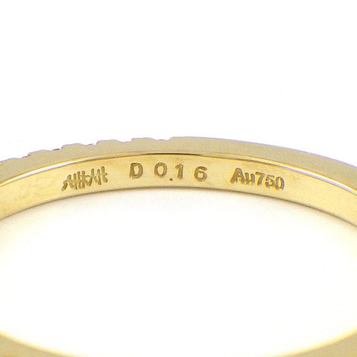 アーカー AHKAH リング ティナ VC0208010200 幅1.5mmモデル ハーフ エタニティ ダイヤモンド 計0.16ct K18YG 9号 【中古】