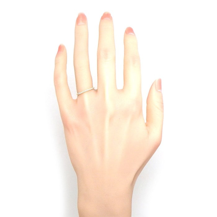 アーカー AHKAH リング ティナ VC0208010200 幅1.5mmモデル ハーフ エタニティ ダイヤモンド 計0.16ct K18YG 9号 【中古】
