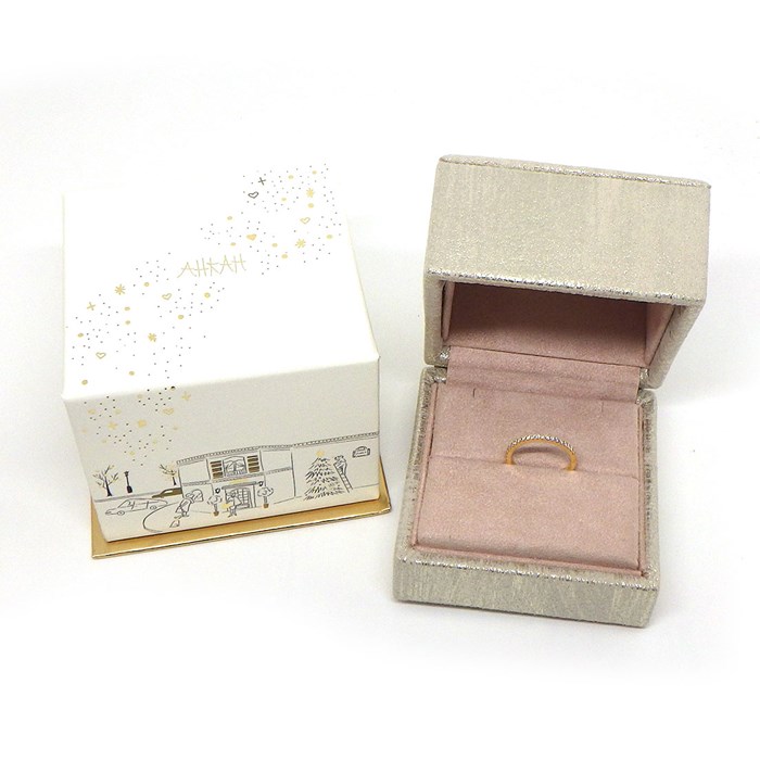 アーカー AHKAH リング ティナ VC0208010200 幅1.5mmモデル ハーフ エタニティ ダイヤモンド 計0.16ct K18YG 9号 【中古】