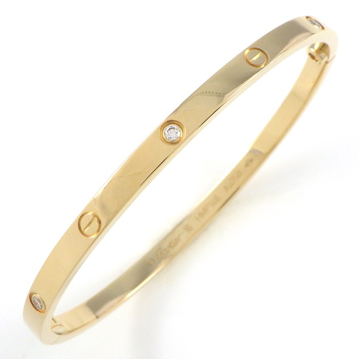 カルティエ Cartier ブレスレット ラブ SM B6047216 6ポイント ダイヤモンド 0.15ct K18YG / #16 【箱・保付き】 【中古】