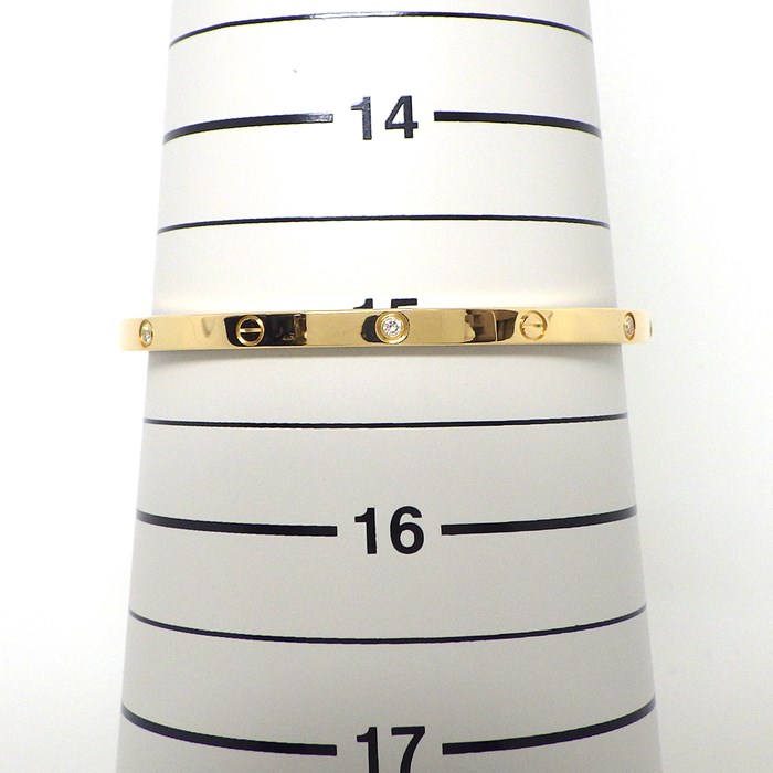カルティエ Cartier ブレスレット ラブ SM B6047216 6ポイント ダイヤモンド 0.15ct K18YG / #16 【箱・保付き】 【中古】