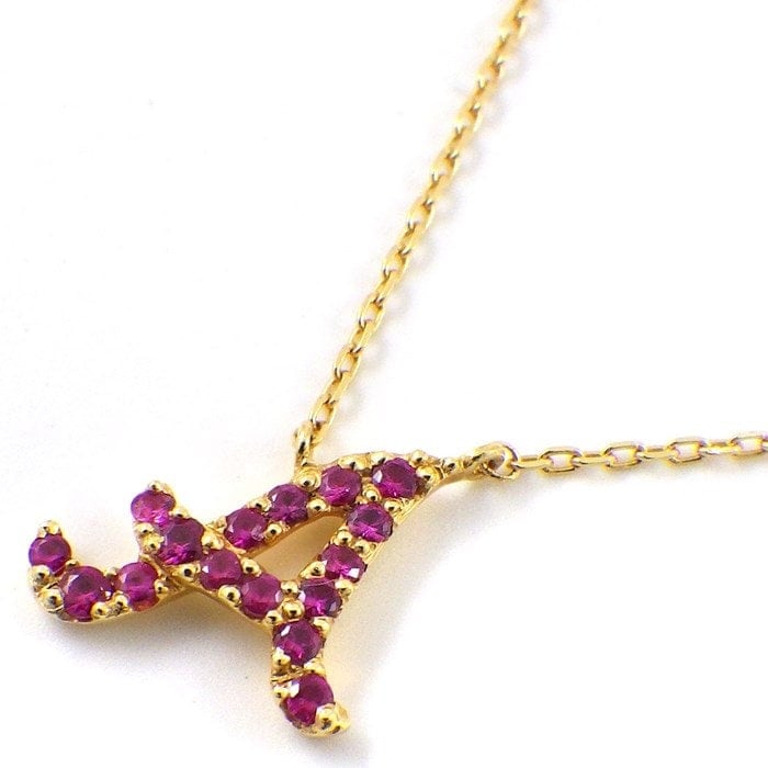 スタージュエリー STAR JEWELRY ネックレス イニシャル A ルビー K18YG 【中古】