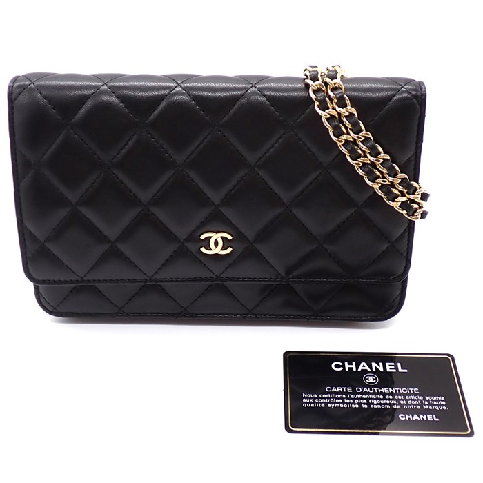 シャネル CHANEL ショルダーバッグ クラシック チェーンウォレット 2013年 AP0250 ブラック ラムスキン ゴールド金具 【中古】