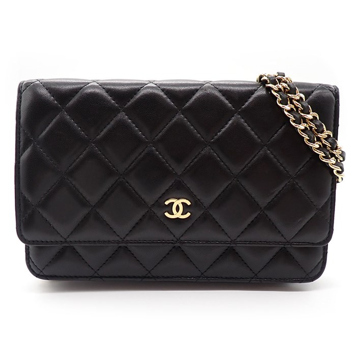 シャネル CHANEL ショルダーバッグ クラシック チェーンウォレット 2013年 AP0250 ブラック ラムスキン ゴールド金具 【中古】