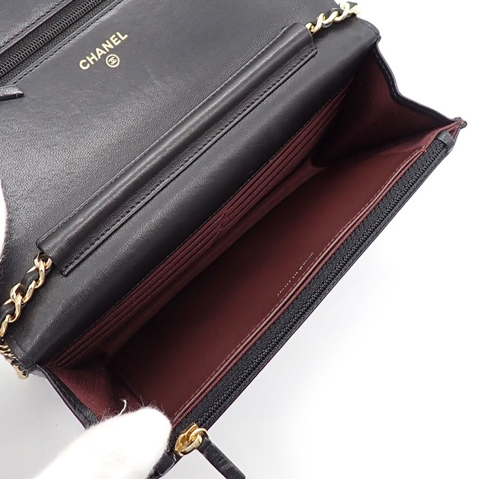 シャネル CHANEL ショルダーバッグ クラシック チェーンウォレット 2013年 AP0250 ブラック ラムスキン ゴールド金具 【中古】