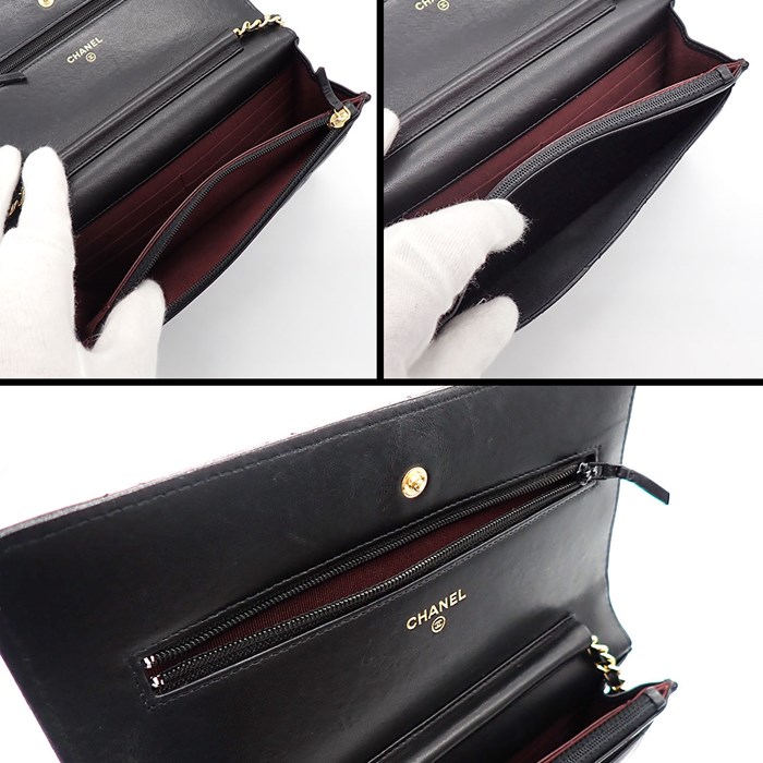シャネル CHANEL ショルダーバッグ クラシック チェーンウォレット 2013年 AP0250 ブラック ラムスキン ゴールド金具 【中古】