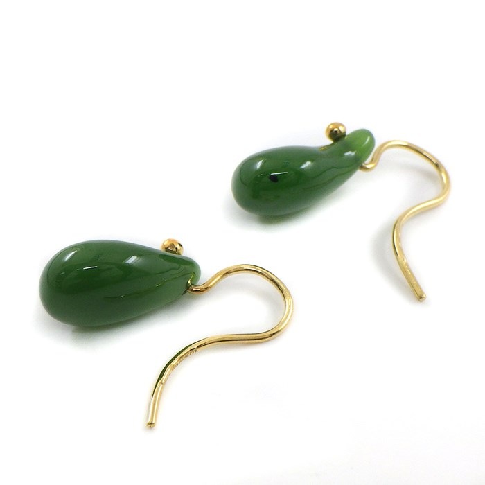 ティファニー Tiffany & Co. フック ピアス ティア ドロップ スウィング ネフライト K18YG 【中古】
