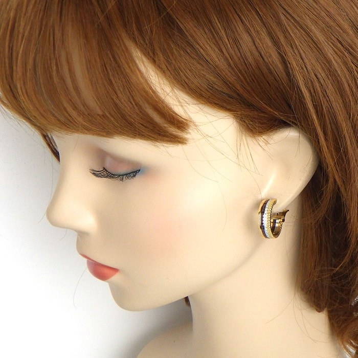 ブシュロン BOUCHERON ピアス キャトル クラシック フープ JCO00510 スリーカラー 50ポイント ダイヤモンド 計0.36ct K18PG K18WG K18YG ブラウン PVD 【中古】