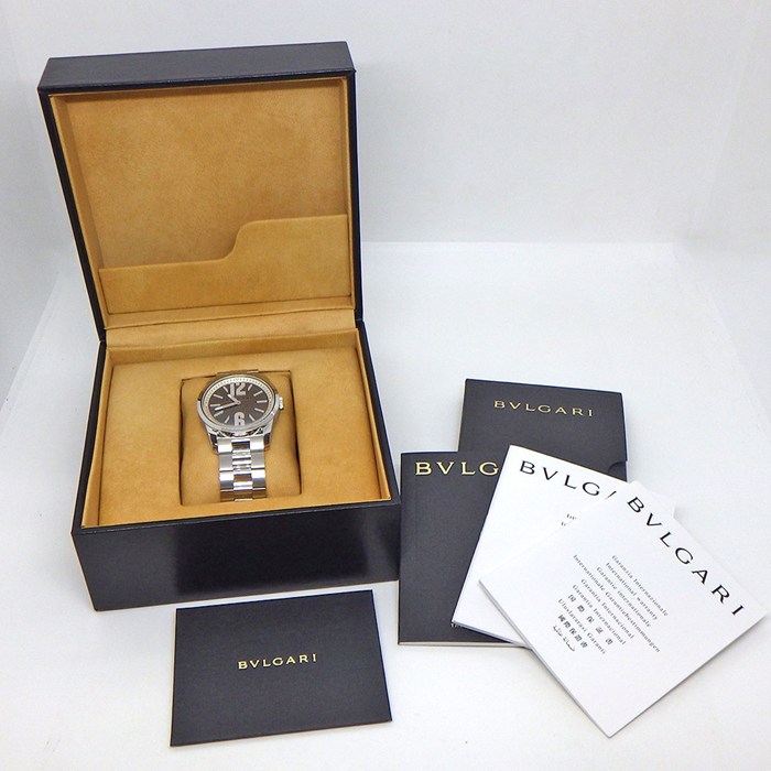 ブルガリ BVLGARI 腕時計 ソロテンポ ST37S 夜光インデックス 夜光針 メッシュ ブラック文字盤 SS クオーツアナログ 【中古】