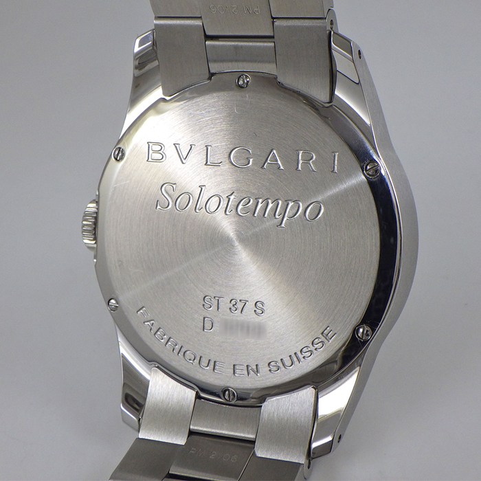 ブルガリ BVLGARI 腕時計 ソロテンポ ST37S 夜光インデックス 夜光針 メッシュ ブラック文字盤 SS クオーツアナログ 【中古】