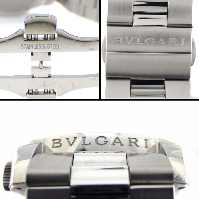 ブルガリ BVLGARI 腕時計 ソロテンポ ST37S 夜光インデックス 夜光針 メッシュ ブラック文字盤 SS クオーツアナログ 【中古】