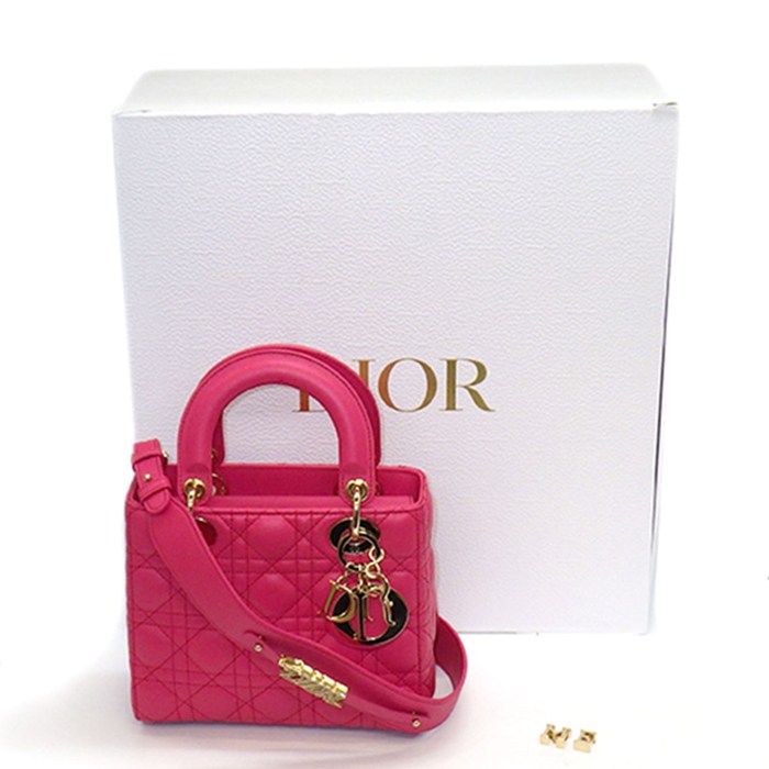 ディオール Dior ハンドバッグ レディディオール My ABCDior スモール M0538ONGE ピンク カナージュラムスキン ゴートスキン 【中古】