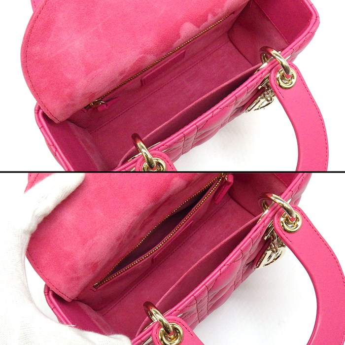 ディオール Dior ハンドバッグ レディディオール My ABCDior スモール M0538ONGE ピンク カナージュラムスキン ゴートスキン 【中古】
