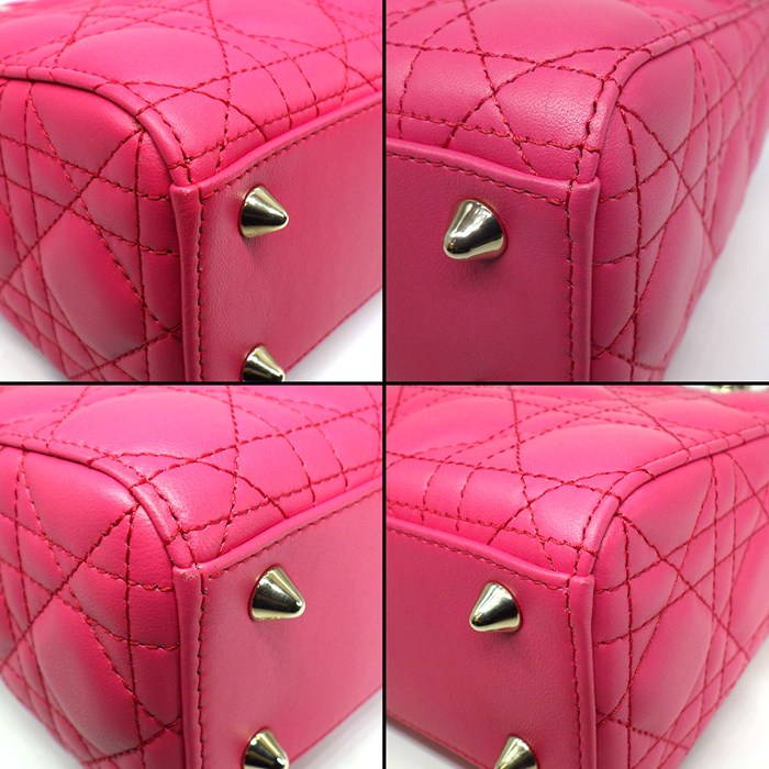ディオール Dior ハンドバッグ レディディオール My ABCDior スモール M0538ONGE ピンク カナージュラムスキン ゴートスキン 【中古】