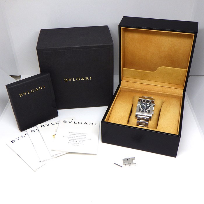 BVLGARI ブルガリ✨レッタンゴロ BOX・保証書付き 自動巻き 腕時計 ブルガリ BVLGARI】腕時計 レッタンゴロ RTC49S デイト