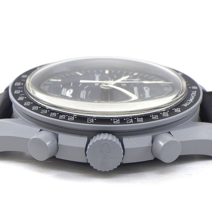 スウォッチ×オメガ Swatch×OMEGA 腕時計 ムーンスウォッチ ミッション トゥ ザ ムーン S033M100 スピードマスター ブラック文字盤 スチールグレー バイオセラミック ブラック ベルクロストラップ クオーツアナログ 【箱・保付き】 【中古】