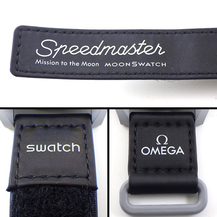 スウォッチ×オメガ Swatch×OMEGA 腕時計 ムーンスウォッチ ミッション トゥ ザ ムーン S033M100 スピードマスター ブラック文字盤 スチールグレー バイオセラミック ブラック ベルクロストラップ クオーツアナログ 【箱・保付き】 【中古】