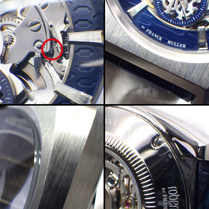 ロベルト・カヴァリ roberto cavalli ロベルト・カヴァリ 腕時計 ×FRANCK MULLER RV1G108L0031 スケルトン文字盤 裏スケ ネイビー クロコダイルレザーベルト SS 自動巻き 【箱・保付き】 【中古】