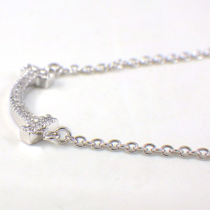 ティファニー Tiffany & Co. ネックレス Tスマイル ミニ 62617799 ダイヤモンド 0.03ct K18WG 【中古】