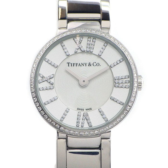 ティファニー Tiffany & Co. 腕時計 アトラス 2ハンド 62867469 ダイヤベゼル/リュウズ/インデックス シルバー文字盤 SS クオーツアナログ 【中古】