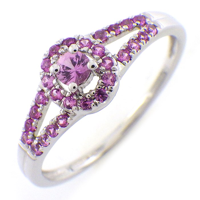 モーブッサン MAUBOUSSIN リング ヴィ、ヴォリュプテ・エ・パッシオン パヴェ ピンクサファイア K18WG 12.5号 【箱・保付き】 【中古】