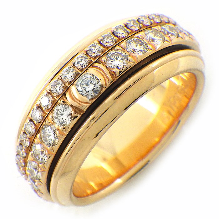 ピアジェ PIAGET リング ポセション PGG34P1D50 2ロウ スライド式 フルサークル パヴェ ダイヤモンド K18PG 9.5号 /#50 【箱・保付き】 【中古】