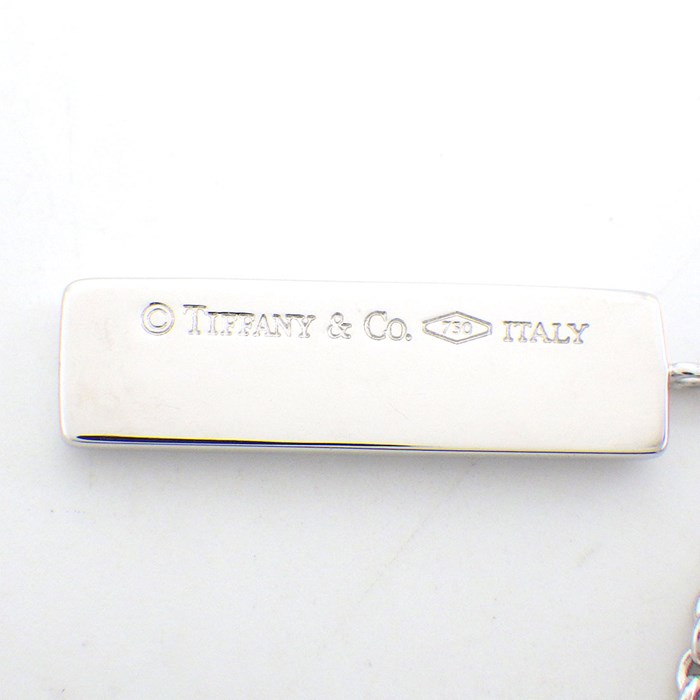 ティファニー Tiffany & Co. ネックレス 1837 ダブル バー ドロップ ロゴ タグ 1ポイント ダイヤモンド K18WG 【中古】