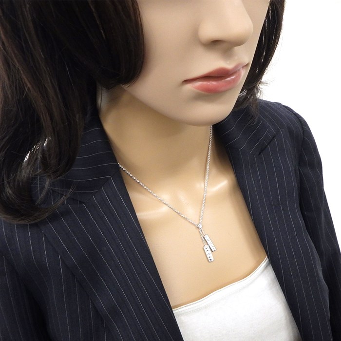 ティファニー Tiffany & Co. ネックレス 1837 ダブル バー ドロップ ロゴ タグ 1ポイント ダイヤモンド K18WG 【中古】