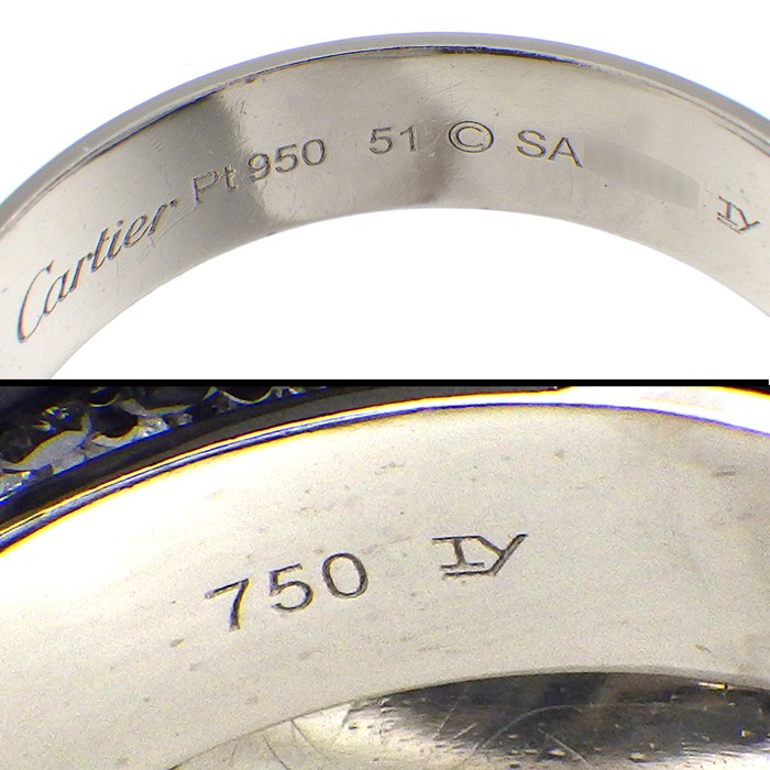 カルティエ Cartier リング トリニティ LM パヴェ フルサークル ダイヤモンド ブラック セラミック PT950 K18WG 11号 / #51 【中古】