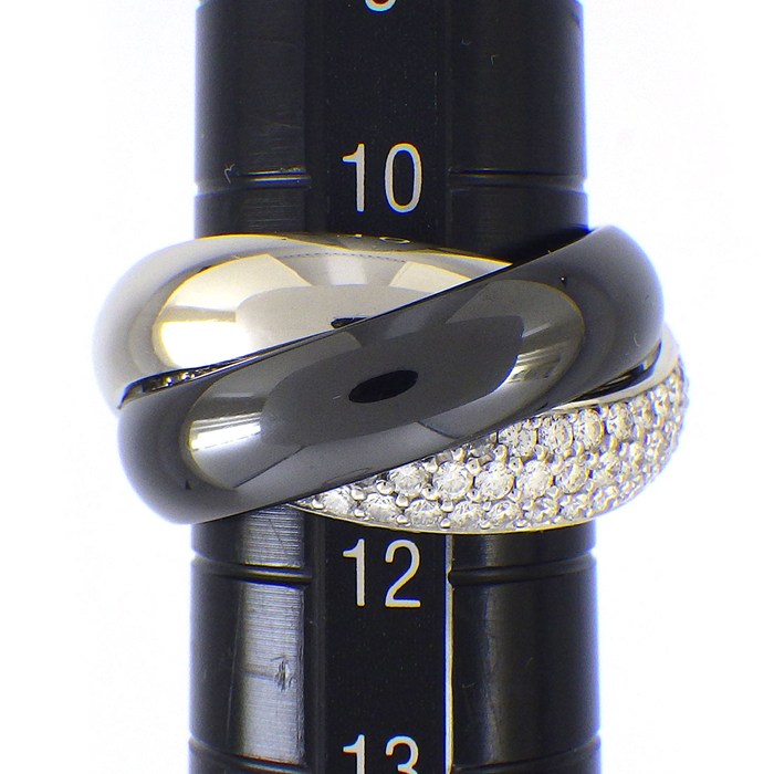 カルティエ Cartier リング トリニティ LM パヴェ フルサークル ダイヤモンド ブラック セラミック PT950 K18WG 11号 / #51 【中古】