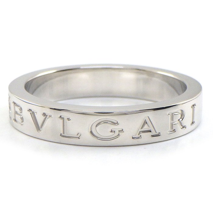 ブルガリ BVLGARI リング B-zero1 ビーゼロワン エッセンシャル バンド 339992 Wロゴ ダブルロゴ 1ポイント ダイヤモンド K18WG 18号 【中古】