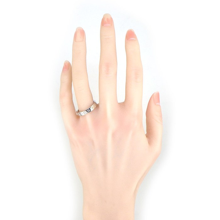 ブルガリ BVLGARI リング B-zero1 ビーゼロワン エッセンシャル バンド 339992 Wロゴ ダブルロゴ 1ポイント ダイヤモンド K18WG 18号 【中古】