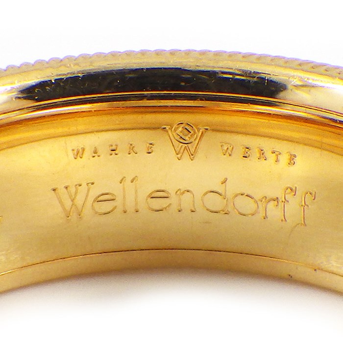 ウェレンドルフ Wellendorff リング ハイビスカス リーフ メッシュ 回転 スライド 1ポイント ダイヤモンド 0.017ct ブルー エマイユ エナメル K18YG 10号 【中古】