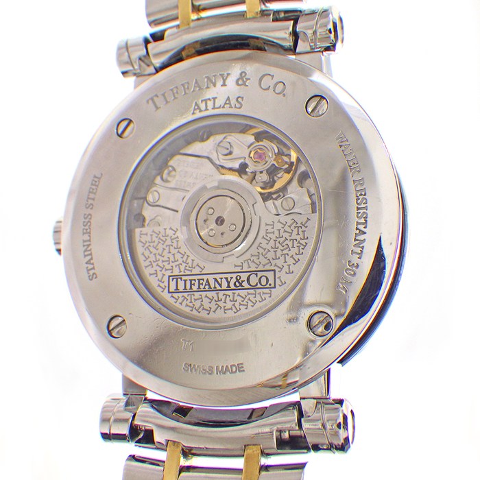 ティファニー Tiffany & Co. 腕時計 アトラス Z1300.68.16A10A00A デイト 裏スケ ブラック文字盤 ローマンインデックス SS K18YG セラミック 自動巻き 【中古】