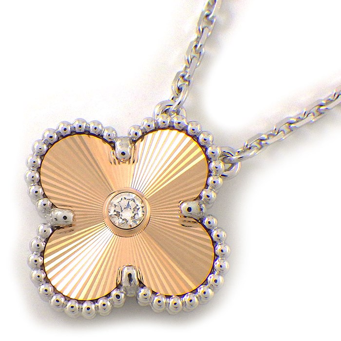 ヴァンクリーフ&アーペル Van Cleef & Arpels ネックレス ヴィンテージ アルハンブラ VCARPNTH00 ギョーシェ 2024年 ホリデーシーズン限定 1ポイント ダイヤモンド K18PG K18WG 【箱・保付き】 【中古】