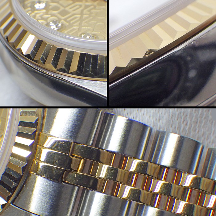 ロレックス Rolex 腕時計 デイトジャスト 26mm 79173G Y番 2002年製 10ポイント ダイヤインデックス シャンパンカラー コンピューター文字盤 彫コン フルーテッドベゼル ジュビリーブレス K18YG SS 自動巻き 【中古】
