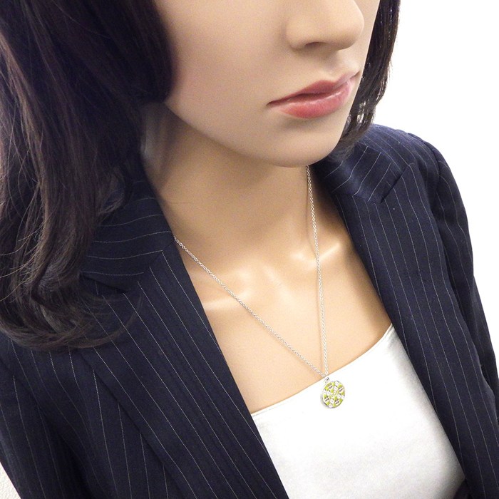 グッチ GUCCI ネックレス アイコン アモール フォーエバー GG ロゴ クローバー ラウンド サークル ダイヤモンド K18WG 【中古】