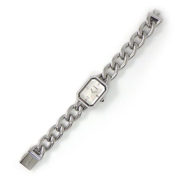 シャネル CHANEL 腕時計 プルミエール M H1063 ダイヤベゼル 4ポイント ダイヤインデックス オクタゴナル ホワイトシェル文字盤 SS チェーンブレス クオーツアナログ 【中古】