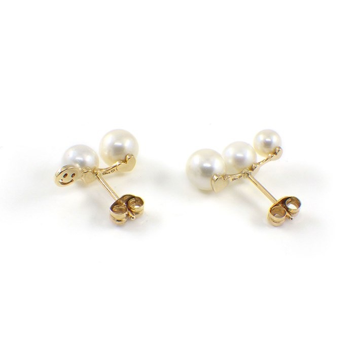 スタージュエリー STAR JEWELRY ピアス バー スマイリーフェイス パール 4.3-6.0mm珠 K10YG 【中古】