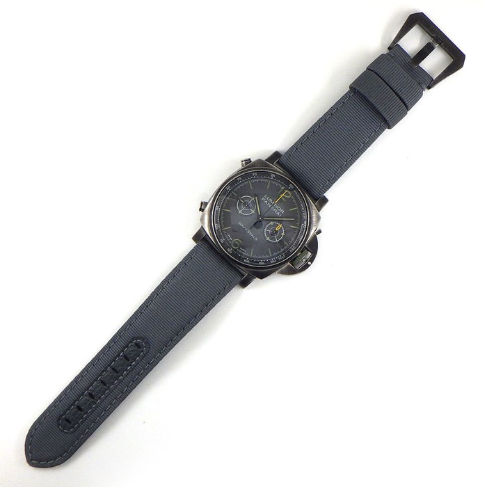 パネライ PANERAI 腕時計 ルミノール クロコ ネイビーシールズ PAM01409 グラデーション グレー文字盤 クロノグラフ スモールセコンド ナイロン / 牛革ベルト SS 自動巻き 【箱・保付き】 【中古】