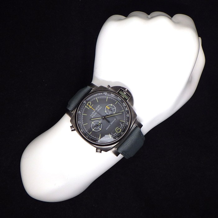 パネライ PANERAI 腕時計 ルミノール クロコ ネイビーシールズ PAM01409 グラデーション グレー文字盤 クロノグラフ スモールセコンド ナイロン / 牛革ベルト SS 自動巻き 【箱・保付き】 【中古】