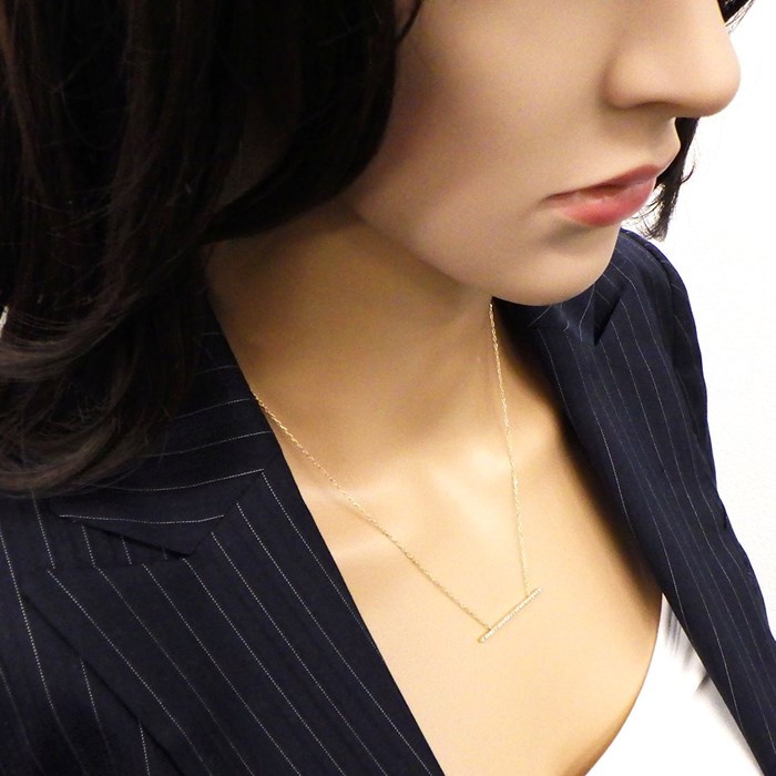 【HIROTAKA】ヒロタカ バーネックレス K10 ダイヤモンド0.12ct ヒロタカ Hirotaka】 ネックレス ゴッサマー ロングバー