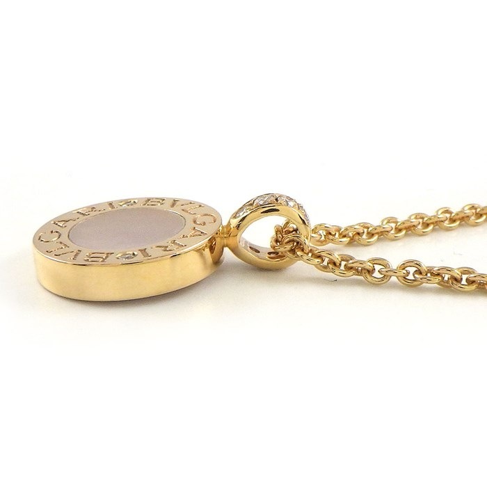 ブルガリ BVLGARI ネックレス ブルガリブルガリ 347761 2Way リバーシブル ロゴ サークル ラウンド オニキス ホワイト シェル 8ポイント ダイヤモンド 計0.11ct K18PG 白 【中古】