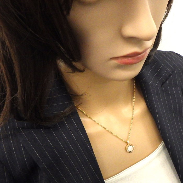 ブルガリ BVLGARI ネックレス ブルガリブルガリ 347761 2Way リバーシブル ロゴ サークル ラウンド オニキス ホワイト シェル 8ポイント ダイヤモンド 計0.11ct K18PG 白 【中古】