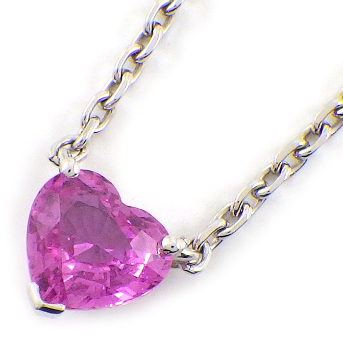 カルティエ Cartier ネックレス 1ポイント ハートシェイプ ピンクサファイア K18WG 【中古】
