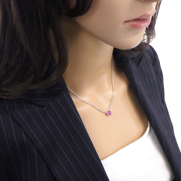 カルティエ Cartier ネックレス 1ポイント ハートシェイプ ピンクサファイア K18WG 【中古】