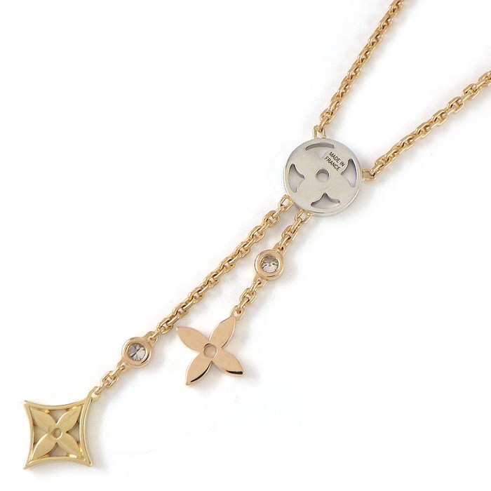 ルイ・ヴィトン LOUIS VUITTON ネックレス コリエ Y イディール ブロッサム トワオール Q94329 スリーカラー 2ポイント ダイヤモンド 0.07ct K18PG K18WG K18YG 【中古】