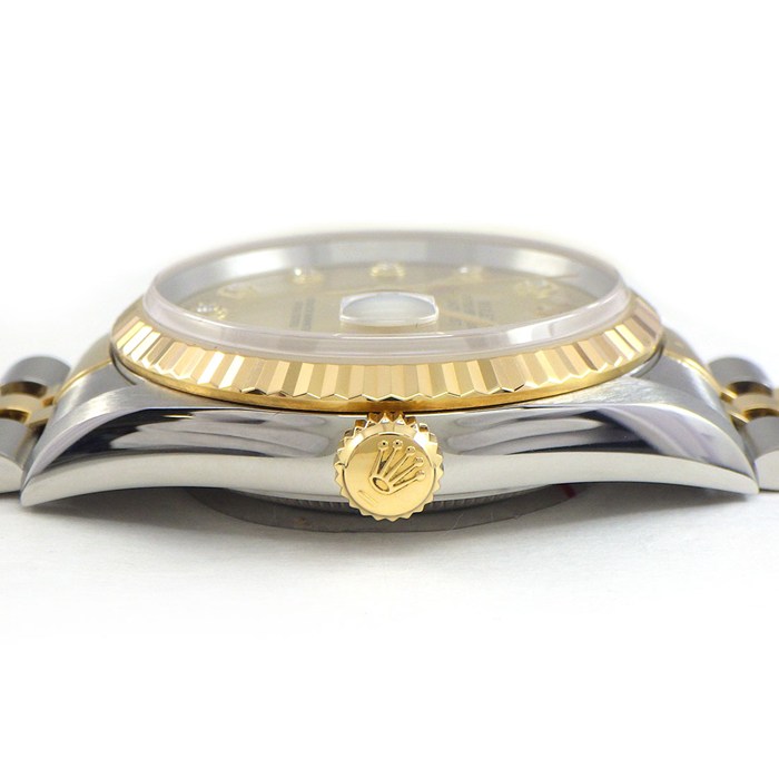 ロレックス Rolex 腕時計 デイトジャスト 16233G U番 1997年製 10ポイント ダイヤインデックス サンレイ シャンパンカラー文字盤 デイト K18YG SS 自動巻き 【中古】