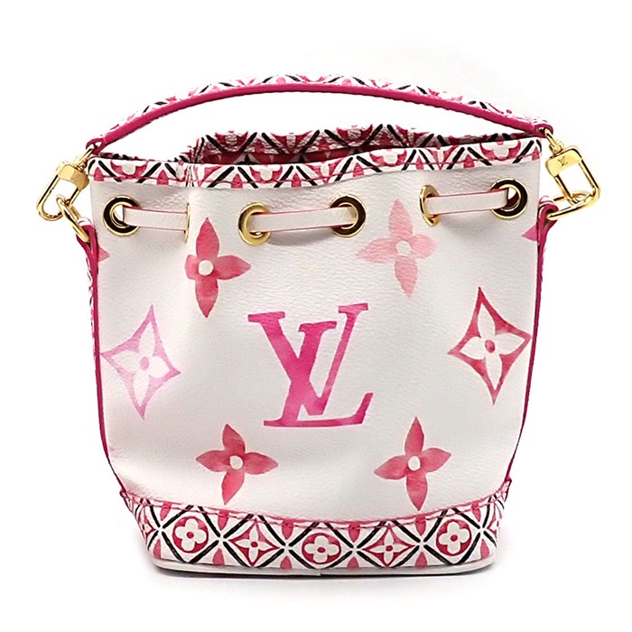ルイ・ヴィトン Louis Vuitton ショルダーバッグ ハンドバッグ ナノ ノエ M82386 ホワイト ローズ ピンク LV バイ ザ プール 【中古】